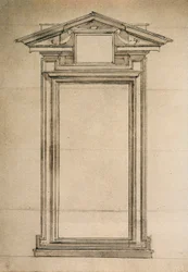 Architectonic study of a door of the Biblioteca Laurenziana (drawing by Michelangelo)